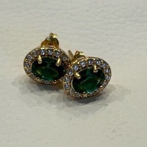 Elegant Gold and Green Gemstone Earrings